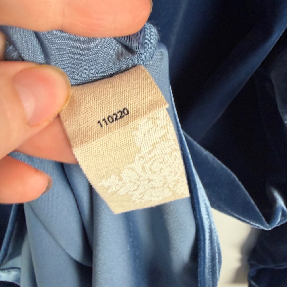 Soft Surroundings Blue Velvet Button Down Shirt Large Holiday Quiet Luxury Comfy - Picture 7 of 9
